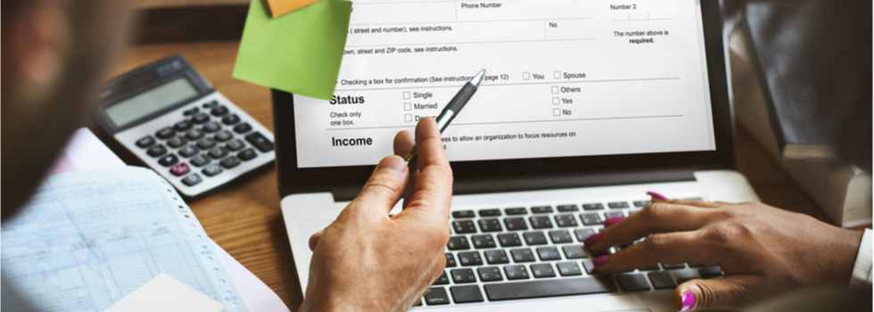 A person completing a tax return online.