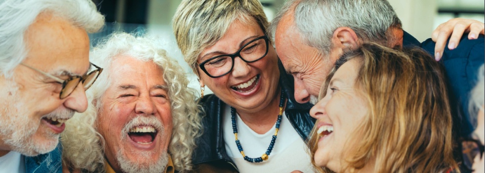 A group of friends laughing together.