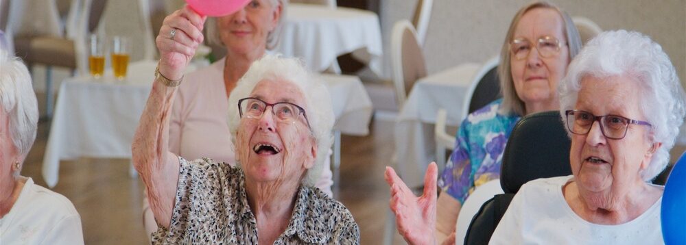 A group of seniors in a retirement home.