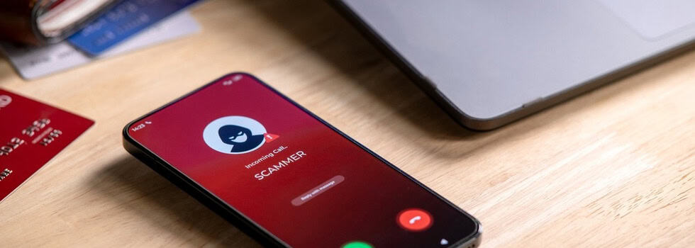 A phone receiving a scam call.